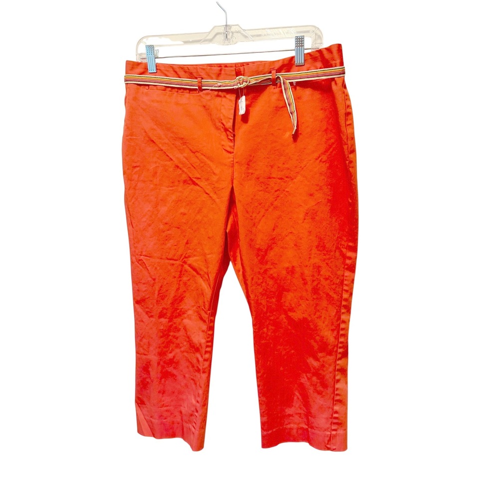 Charter Club Petite coral Cropped Pants Stripe Belt Size 16P NWOT preppy stretch